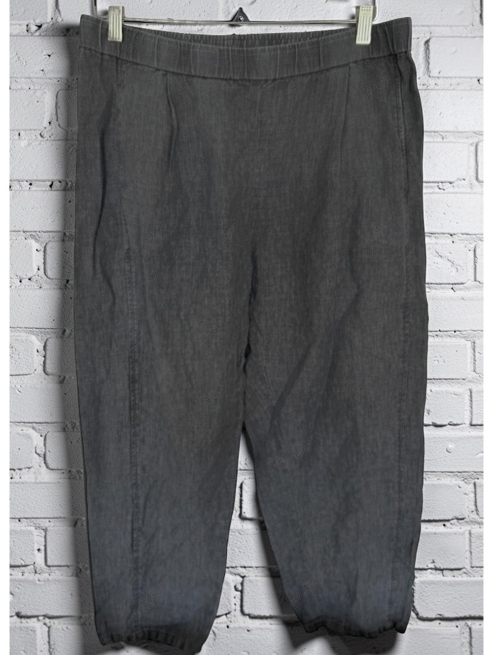 EILEEN FISHER Organic Linen Tapered Pants Charcoal Grey Pull On Minimalist M
